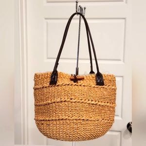 Stylish Tan Woven Tote Bag